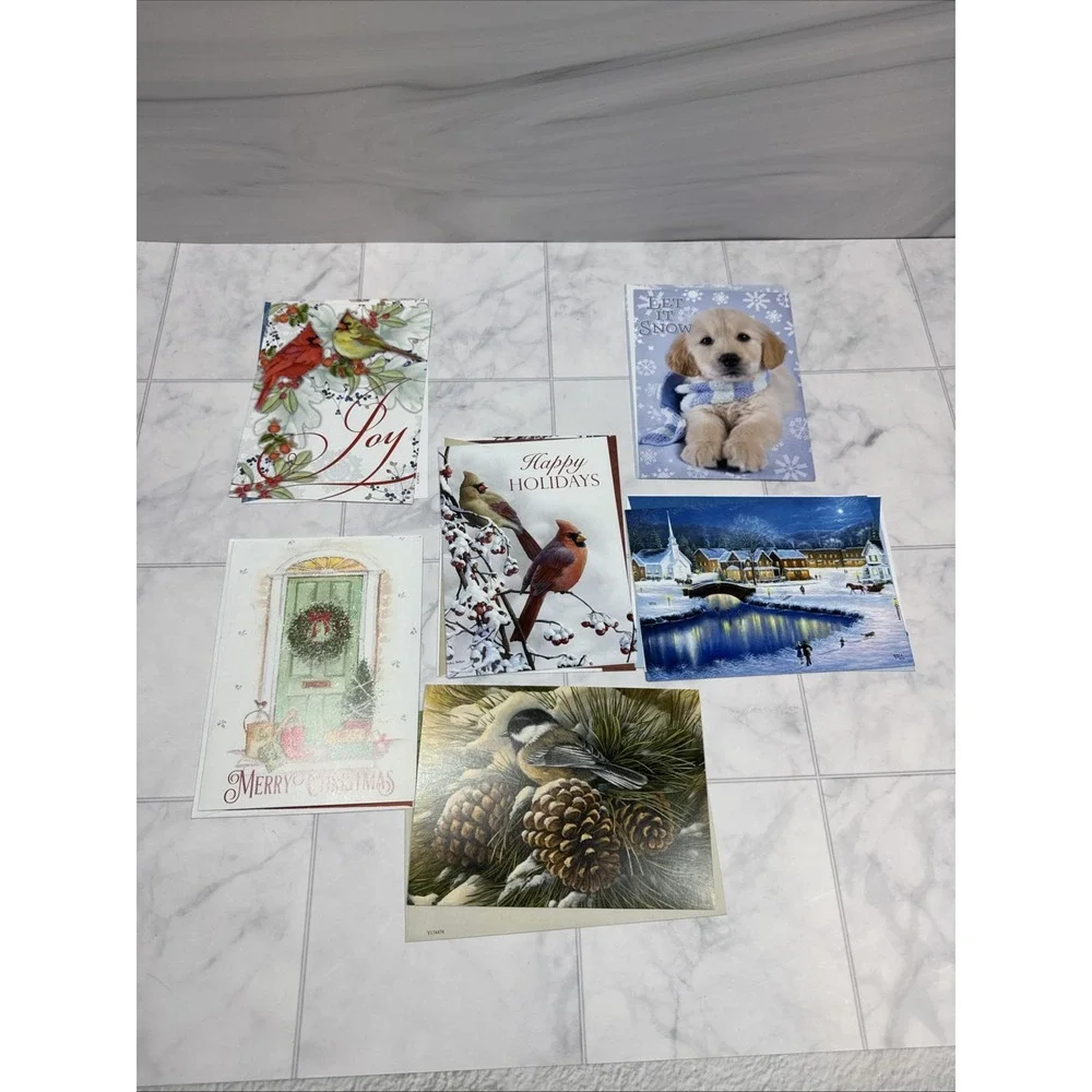 50 Assorted Christmas Holiday Greeting Cards with Messages and Envelopes‎ New
